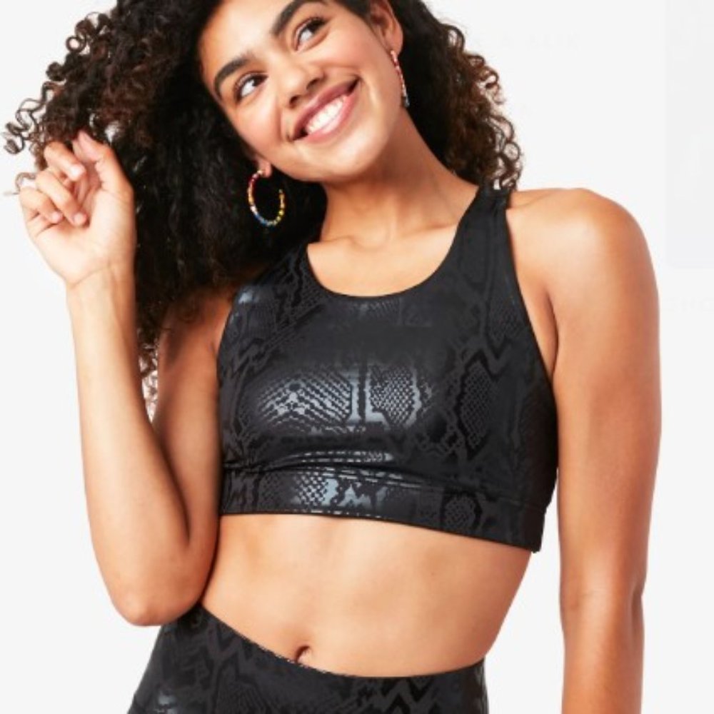TEREZ UpLift Sports Bra in Obsidian Snakeskin